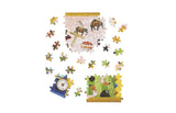 Jigsaw puzzle with completed and incomplete pieces on a white background