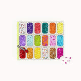 Colorful nail art gel polish set with a white background