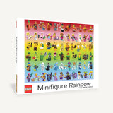 LEGO Minifigure Rainbow puzzle box with colorful minifigures on a gradient background