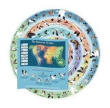 Circular educational chart with illustrations of birds and a world map on a white background