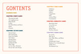 Table of contents for a book or document on games, with a red border.