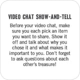 Instructions for a video chat show-and-tell activity on a white background