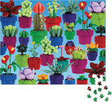Colorful plant-themed building block set with a blue background