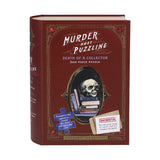 Red book titled 'Murder Most Puzzling: Death of a Collector' with a skull and books illustration on the cover.