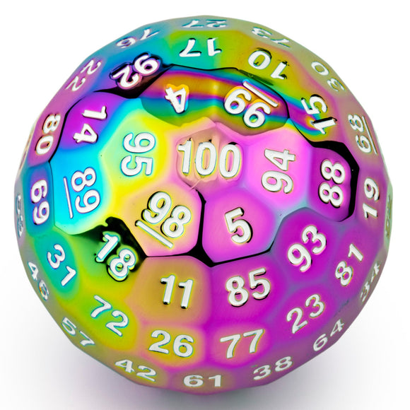 Multicolored die with numbers on a white background