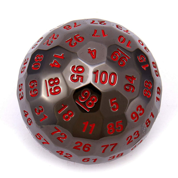 D20 dice with red numbers on a white background