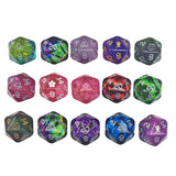 Set of colorful polyhedral dice on a white background