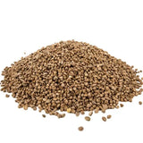 Brown granular material on a white background
