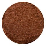 Round piece of brown material on a white background