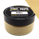 Jar of texture paste with 'Beach' color option on a white background