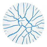Circular object with blue cracks on a white background