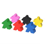 Set of colorful meeple figures on a white background