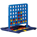 Board game with colorful discs on a blue frame