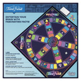 Trivial Pursuit board game packaging with colorful board and text on a blue background