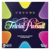 Trivial Pursuit game box with colorful abstract shapes and Hasbro Games logo.