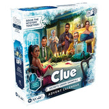 Clue Advent Calendar packaging with characters around a table and snowflake design.