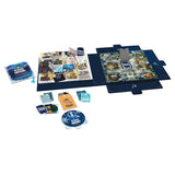 Clue board game set with cards and pieces on a white background