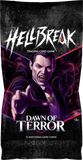 Trading card game pack for 'Hellbreak' with a vampire character on a dark background