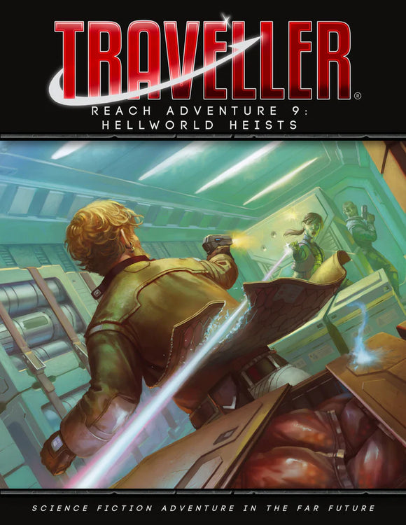 Cover of 'Traveller' science fiction adventure book with a character in a futuristic setting.