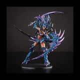 Fantasy figurine with blue and purple armor on a black background