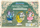 Decorative frame collection with character figures on a green and gold background