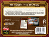 Product packaging back with text and images of miniatures and cards on a red background