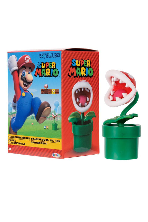 Super Mario collectible figure with packaging on a white background