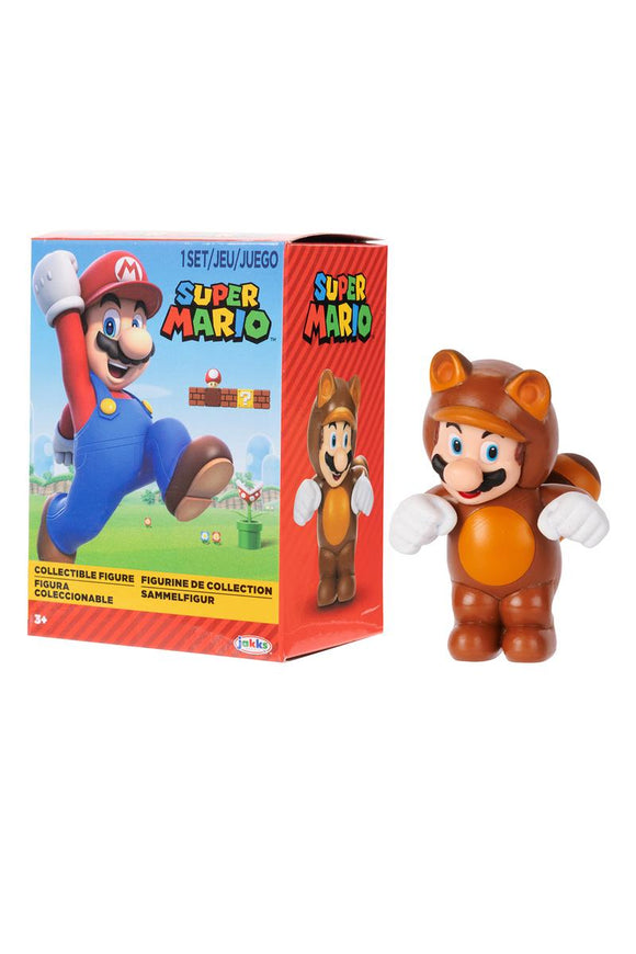 Super Mario collectible figure with packaging on a white background