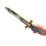 Decorative sword held by a hand on a transparent background