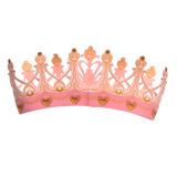 Pink princess tiara with gold accents on a white background