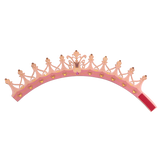 Pink tiara with gold accents on a white background