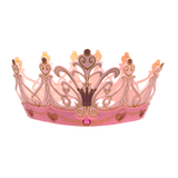 Pink princess tiara with gold accents on a white background