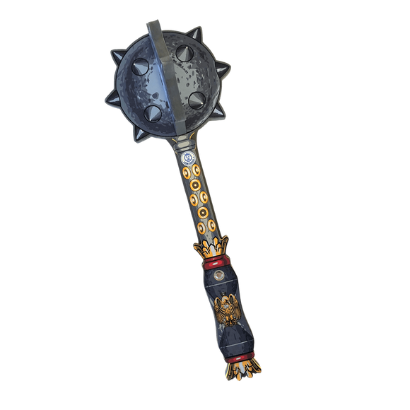 Decorative mace with a detailed handle on a white background