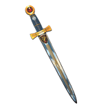 Decorative sword with a blue handle and gold accents on a transparent background