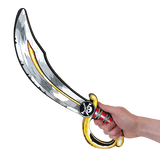 Pirate-style sword held by a hand on a transparent background