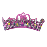 Pink tiara with floral decorations on a transparent background
