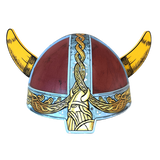 Viking helmet with yellow horns on a white background