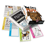 Dog-themed Fluxx card game components on a white background