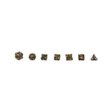 Set of six dice with different numbers on a white background