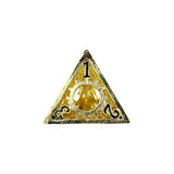 Gold triangle symbol with number 1 on a white background