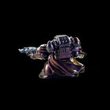 Metallic robot figurine on a black background