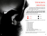 Black and white illustration of a hand holding cards with text explaining the 'Season Shuffler' game.