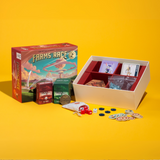 Board game 'Farms Race' with components on a yellow background