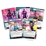 Collection of Marvel-themed trading cards featuring superhero characters on a white background.