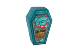 Hexagonal blue box with a cartoon bear design and 'Zombear' text on a white background