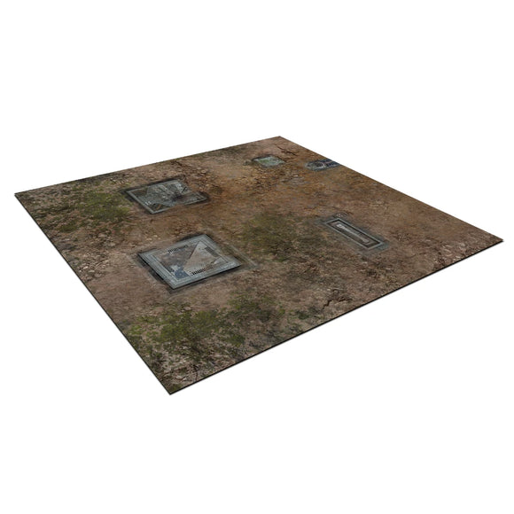 Game mat with textured surface and square tiles on a white background