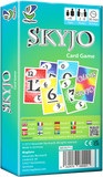 SKYJO card game packaging with colorful cards and branding on a teal background