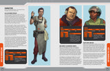 Character profiles from a video game or similar media, featuring three characters with stats and descriptions.