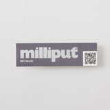 Box of milliput metallic putty with a QR code on a light gray background