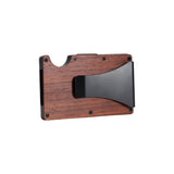 Wooden wallet with black interior on a white background